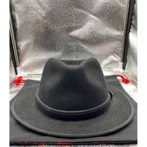 VTG Scala Fedora Hat Mens XL Black Wool Felt Outback Safari Eyelets Breathable
